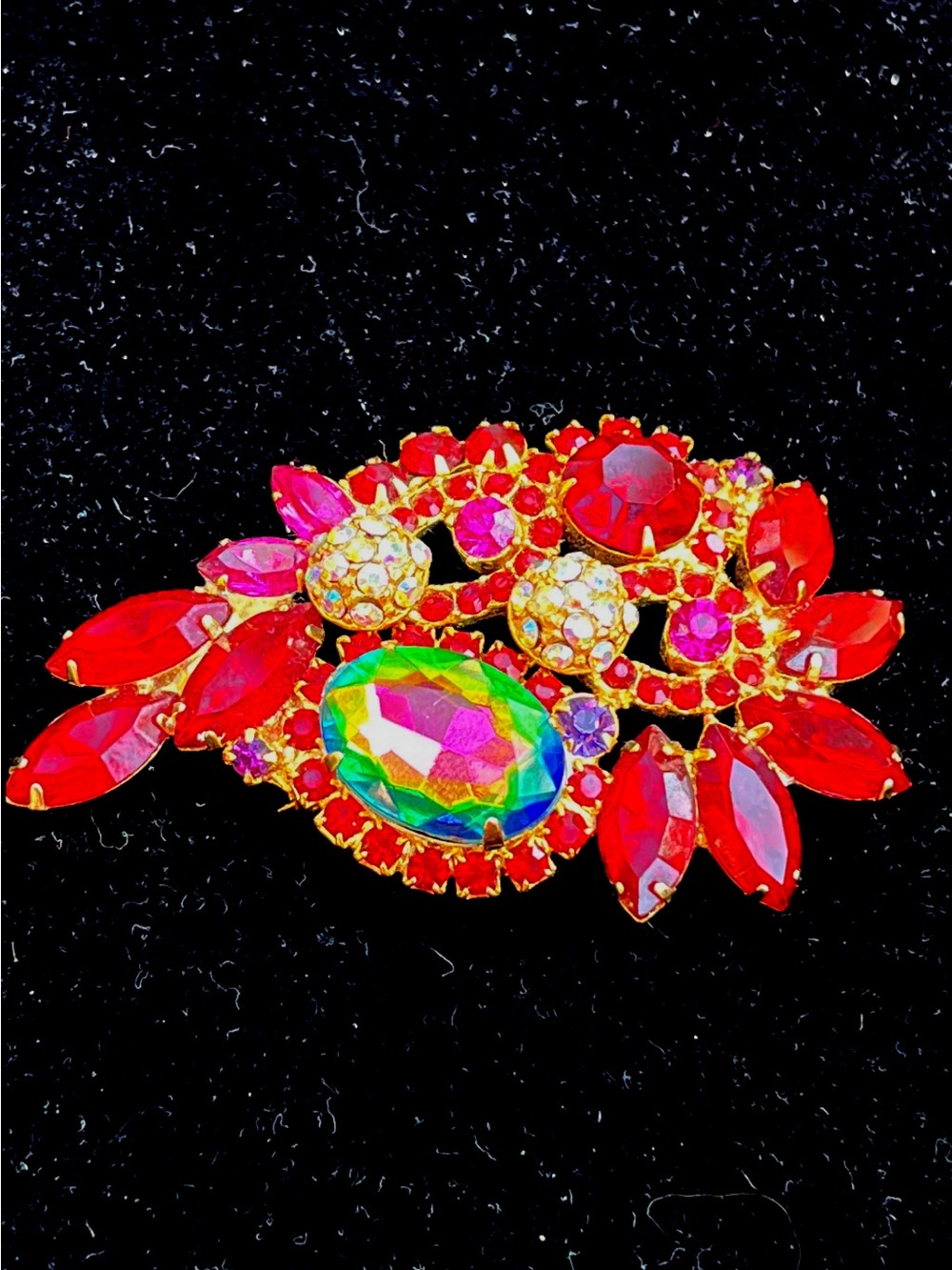 Viintage Juliana Red Multi-Gem Statement Brooch